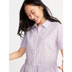 Old Navy Gingham peplum collared shirt